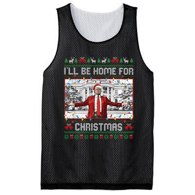 ILl Be Home For Christmas Ugly Sweaters Santa Trump Xmas Long Sleeve Mesh Reversible Basketball Jersey Tank