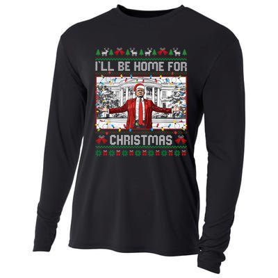 ILl Be Home For Christmas Ugly Sweaters Santa Trump Xmas Long Sleeve Cooling Performance Long Sleeve Crew