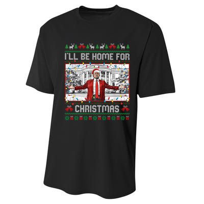 ILl Be Home For Christmas Ugly Sweaters Santa Trump Xmas Long Sleeve Performance Sprint T-Shirt