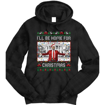 ILl Be Home For Christmas Ugly Sweaters Santa Trump Xmas Long Sleeve Tie Dye Hoodie