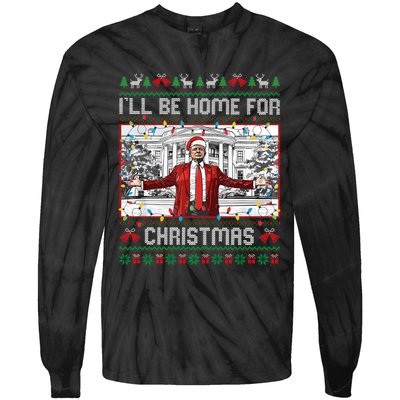 ILl Be Home For Christmas Ugly Sweaters Santa Trump Xmas Long Sleeve Tie-Dye Long Sleeve Shirt