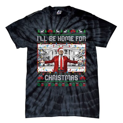 ILl Be Home For Christmas Ugly Sweaters Santa Trump Xmas Long Sleeve Tie-Dye T-Shirt