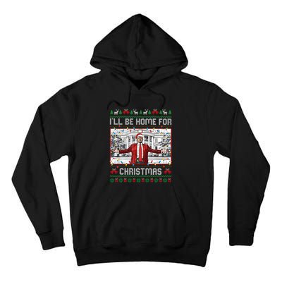 ILl Be Home For Christmas Ugly Sweaters Santa Trump Xmas Long Sleeve Tall Hoodie