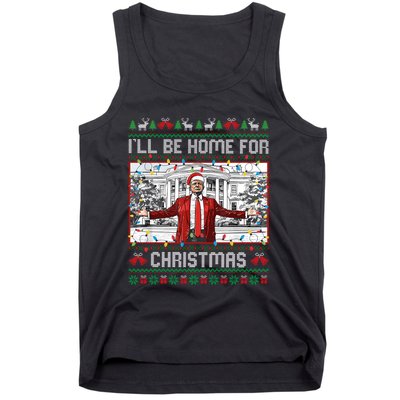 ILl Be Home For Christmas Ugly Sweaters Santa Trump Xmas Long Sleeve Tank Top