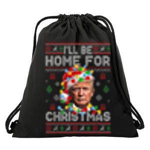 ILl Be Home For Christmas Funny Santa Trump Pajamas Ugly Drawstring Bag