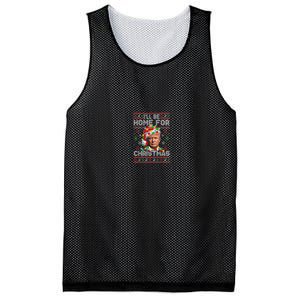 ILl Be Home For Christmas Funny Santa Trump Pajamas Ugly Mesh Reversible Basketball Jersey Tank