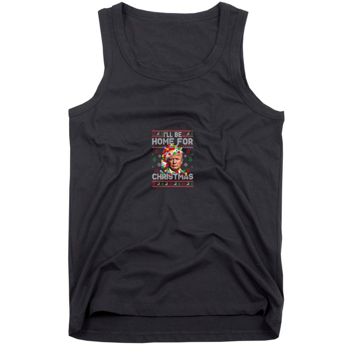 ILl Be Home For Christmas Funny Santa Trump Pajamas Ugly Tank Top