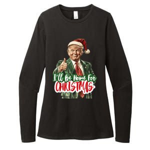 ILl Be Home For Christmas Funny Santa Claus Trump 2024 Womens CVC Long Sleeve Shirt