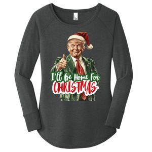 ILl Be Home For Christmas Funny Santa Claus Trump 2024 Women's Perfect Tri Tunic Long Sleeve Shirt