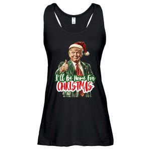 ILl Be Home For Christmas Funny Santa Claus Trump 2024 Ladies Essential Flowy Tank