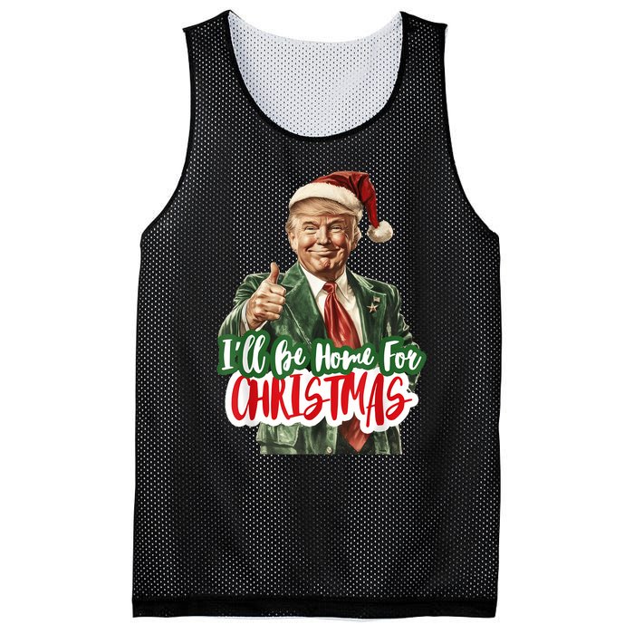 ILl Be Home For Christmas Funny Santa Claus Trump 2024 Mesh Reversible Basketball Jersey Tank