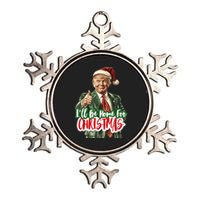 ILl Be Home For Christmas Funny Santa Claus Trump 2024 Metallic Star Ornament