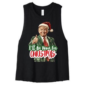 ILl Be Home For Christmas Funny Santa Claus Trump 2024 Women's Racerback Cropped Tank