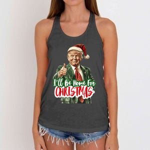 ILl Be Home For Christmas Funny Santa Claus Trump 2024 Women's Knotted Racerback Tank