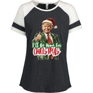 ILl Be Home For Christmas Funny Santa Claus Trump 2024 Enza Ladies Jersey Colorblock Tee