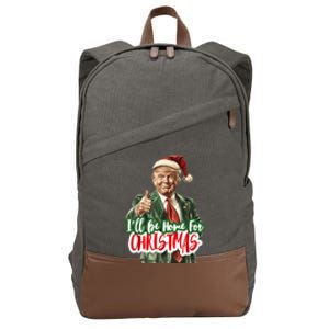 ILl Be Home For Christmas Funny Santa Claus Trump 2024 Cotton Canvas Backpack