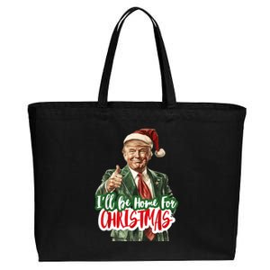 ILl Be Home For Christmas Funny Santa Claus Trump 2024 Cotton Canvas Jumbo Tote