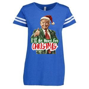 ILl Be Home For Christmas Funny Santa Claus Trump 2024 Enza Ladies Jersey Football T-Shirt