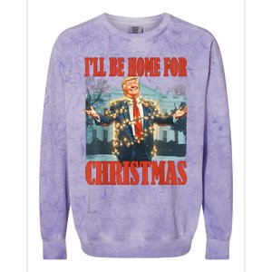 ILl Be Home For Christmas Santa Funny Trump Xmas Pajamas Colorblast Crewneck Sweatshirt