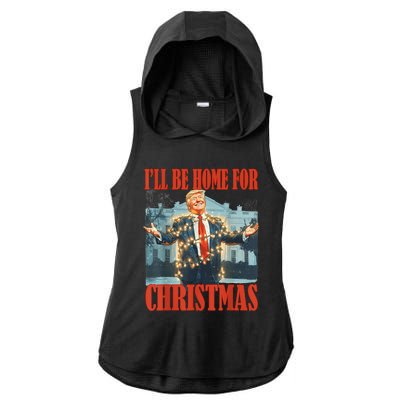 ILl Be Home For Christmas Santa Funny Trump Xmas Pajamas Ladies PosiCharge Tri-Blend Wicking Draft Hoodie Tank