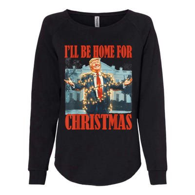 ILl Be Home For Christmas Santa Funny Trump Xmas Pajamas Womens California Wash Sweatshirt