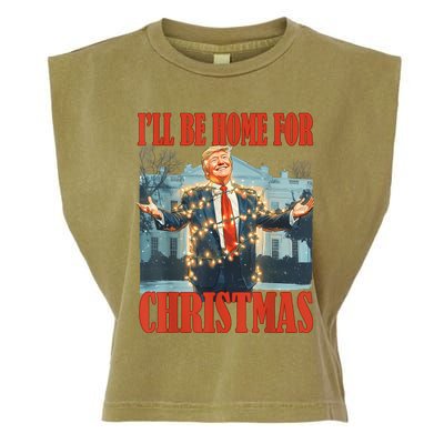 ILl Be Home For Christmas Santa Funny Trump Xmas Pajamas Garment-Dyed Women's Muscle Tee