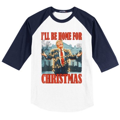 ILl Be Home For Christmas Santa Funny Trump Xmas Pajamas Baseball Sleeve Shirt