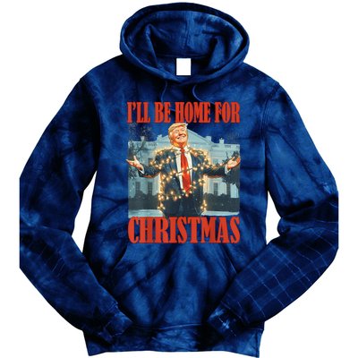 ILl Be Home For Christmas Santa Funny Trump Xmas Pajamas Tie Dye Hoodie