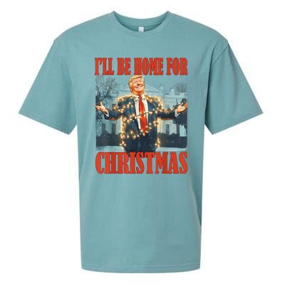 ILl Be Home For Christmas Santa Funny Trump Xmas Pajamas Sueded Cloud Jersey T-Shirt