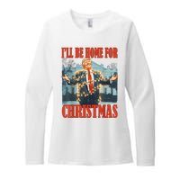 ILl Be Home For Christmas Santa Funny Trump Xmas Pajamas Womens CVC Long Sleeve Shirt