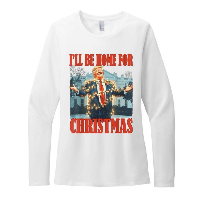 ILl Be Home For Christmas Santa Funny Trump Xmas Pajamas Womens CVC Long Sleeve Shirt