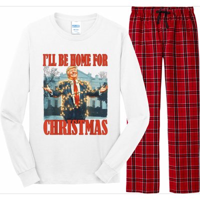 ILl Be Home For Christmas Santa Funny Trump Xmas Pajamas Long Sleeve Pajama Set