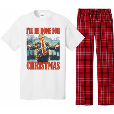 ILl Be Home For Christmas Santa Funny Trump Xmas Pajamas Pajama Set