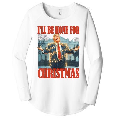 ILl Be Home For Christmas Santa Funny Trump Xmas Pajamas Women's Perfect Tri Tunic Long Sleeve Shirt