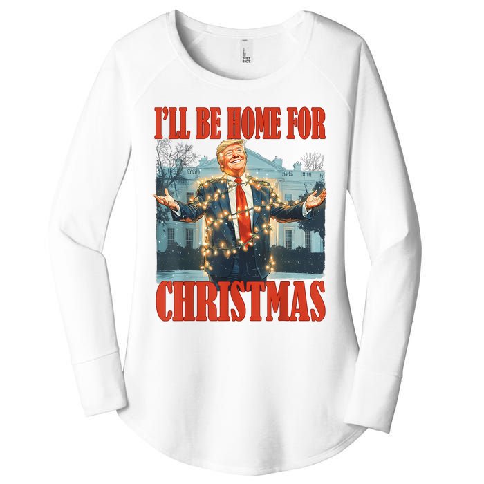 ILl Be Home For Christmas Santa Funny Trump Xmas Pajamas Women's Perfect Tri Tunic Long Sleeve Shirt