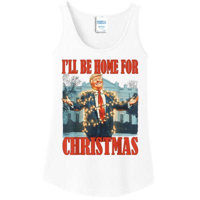 ILl Be Home For Christmas Santa Funny Trump Xmas Pajamas Ladies Essential Tank