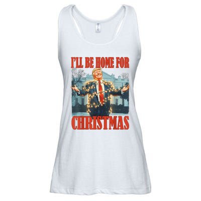 ILl Be Home For Christmas Santa Funny Trump Xmas Pajamas Ladies Essential Flowy Tank