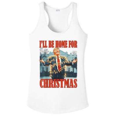 ILl Be Home For Christmas Santa Funny Trump Xmas Pajamas Ladies PosiCharge Competitor Racerback Tank