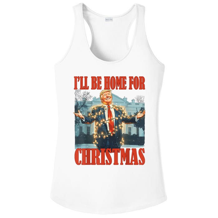 ILl Be Home For Christmas Santa Funny Trump Xmas Pajamas Ladies PosiCharge Competitor Racerback Tank