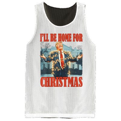 ILl Be Home For Christmas Santa Funny Trump Xmas Pajamas Mesh Reversible Basketball Jersey Tank