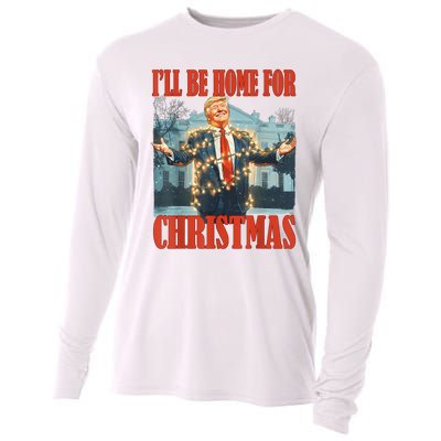 ILl Be Home For Christmas Santa Funny Trump Xmas Pajamas Cooling Performance Long Sleeve Crew