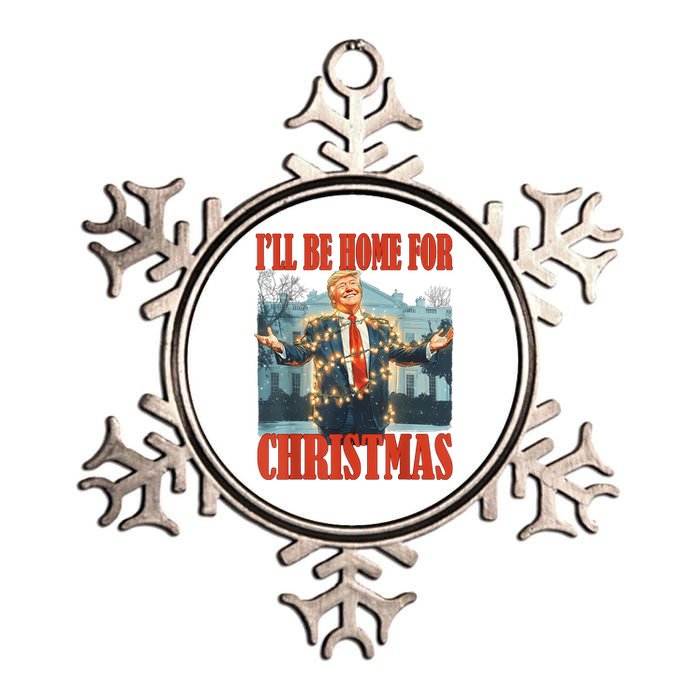 ILl Be Home For Christmas Santa Funny Trump Xmas Pajamas Metallic Star Ornament