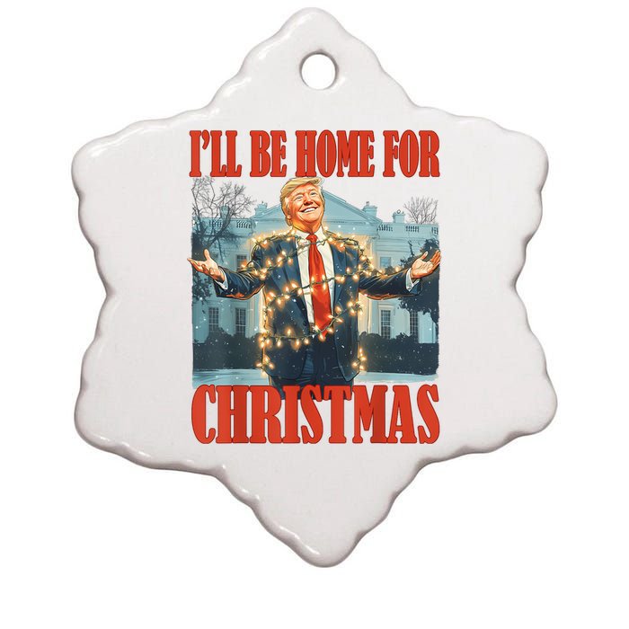 ILl Be Home For Christmas Santa Funny Trump Xmas Pajamas Ceramic Star Ornament