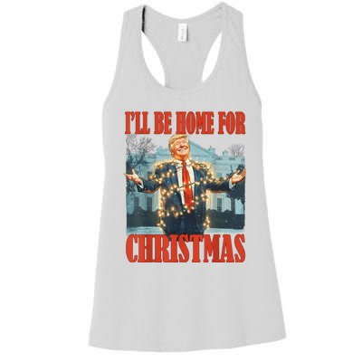 ILl Be Home For Christmas Santa Funny Trump Xmas Pajamas Women's Racerback Tank