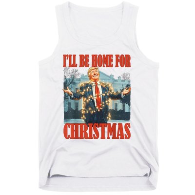 ILl Be Home For Christmas Santa Funny Trump Xmas Pajamas Tank Top