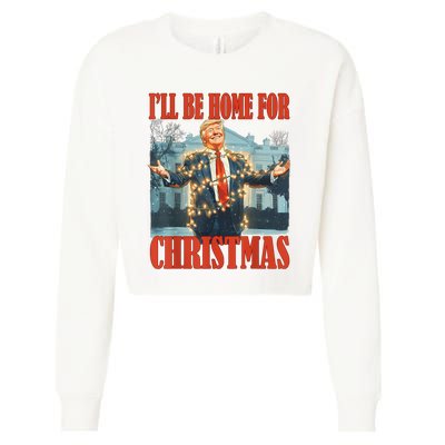 ILl Be Home For Christmas Santa Funny Trump Xmas Pajamas Cropped Pullover Crew