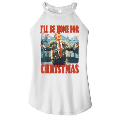 ILl Be Home For Christmas Santa Funny Trump Xmas Pajamas Women's Perfect Tri Rocker Tank