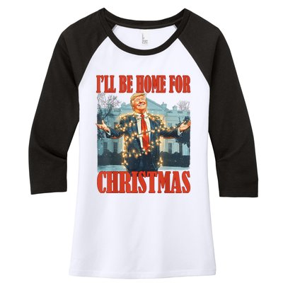 ILl Be Home For Christmas Santa Funny Trump Xmas Pajamas Women's Tri-Blend 3/4-Sleeve Raglan Shirt