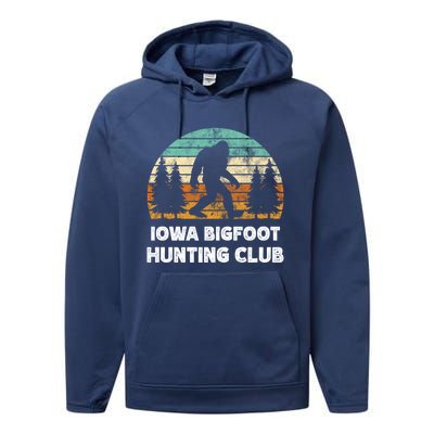 Iowa Bigfoot Hunting Club Sasquatch Fan Meaningful Gift Performance Fleece Hoodie