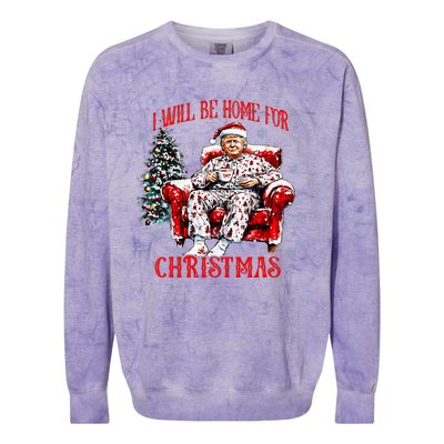 ILl Be Home For Christmas Santa Funny Trump Xmas Pajamas Colorblast Crewneck Sweatshirt